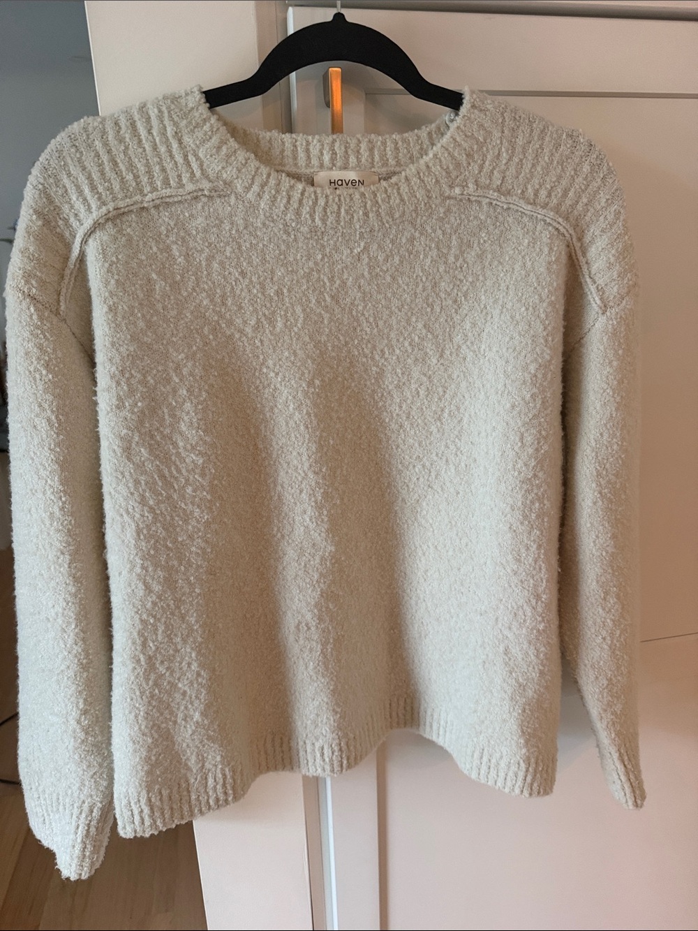 Haven Cream Bouclé Crewneck Sweater